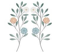 PH PandaHall 2pcs Metal Leaf Wall Art Decor, Flower Wall Decor Plant Wall Hanging Decorations Printed Iron Art Wall Hanging for Bedroom Housewarming Home Office Festive Decoration, 15.7"x6.1"