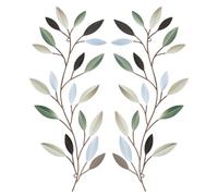 PH PandaHall 2pcs Metal Leaf Wall Art Decor, Plant Wall Hanging Decorations Printed Iron Art Wall Hanging Leaf Wall Decor for Bedroom Housewarming Home Office Festive Decoration, 15.8"x6.3"