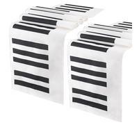 PH PandaHall 2Pcs Music Piano Keyboard Notes Table Runner Music Decorations Table Runners with Piano Notes Polyester Wedding Table Runner for Home Dining Kitchen Camping Decoration, 181x33cm