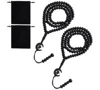 PH PandaHall 2PCS Muslim Tasbih 99 Beads with 2PCS Velvet Pouches Beaded Prayer Bracelets Islam Misbaha Tasbeeh Handheld Rosary Tasbih with Moon Pendant for Women Men Baptism Favors Communion