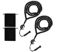 PH PandaHall 2PCS Muslim Tasbih with Velvet Pouches Beaded Prayer Bracelet 99 Beads Handheld Islam Misbaha Tasbeeh with Moon Pendant for Women Men Baptism