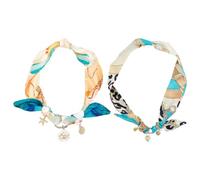 PH PandaHall 2pcs Neck Scarf Necklace for Women Silk Scarf Necklace with Gold Charm, 9.4-11 inch Polyester Bandana Necklaces with Heart Star Sun Charms Gift for Christmas Mother's Day