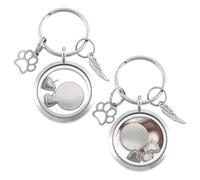 PH PandaHall 2pcs Pet Fur Hair Keepsake Keychain Dog Fur Memorial Keychain Pet Ashes Keepsake Memorial Stainless Steel Locket Pendant with Heart & Paw Print & Wing Charms for Pets Ashes Storage Gift