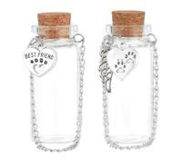 PH PandaHall 2Pcs Pet Memorial Urn Pet Fur Keepsake Pet Loss Sympathy Gift | Pendant With Paw Print And Best Friend Charm, Clear Sturdy Glass, 8.3cm Total Height, Support DIY Personalized Design