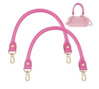 PH PandaHall 2pcs Pink Leather Bag Handles Handbag Hobo Bag Strap Bag Replacement Strap Cowhide Purse Handle with Alloy Swivel Clasps for DIY Clutch Tote Handbag Cute Bags Making Repairing