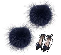 PH PandaHall 2pcs Pom Poms Shoe Clips 5cm Plush Shoe Buckle Clip Decoration High Heels Shoes Clips Pompom Ball Shoes Charms Pom Poms Decorative Buckles for Women Costume Decor, Prussian Blue