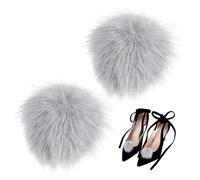 PH PandaHall 2pcs Pom Poms Shoe Clips, Grey Plush Shoe Buckle Clip 5cm Pompom Ball Shoes Charms Decoration High Heels Shoes Clips Pom Poms Decorative Buckles for Women Costume Decoration