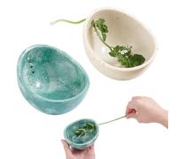 PH PandaHall 2pcs Pottery Herb Stripper Bowl 4 Holes Ceramic Leaf Separator Bowl Kitchen Prep Tool Herb Peeling Cup Kitchenware for Separating Herbs Salad Cooking BBQ Party, 2 Colors
