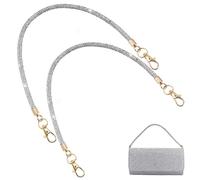 PH PandaHall 2PCS Rhinestone Purse Straps 35cm Short Bag Handles Silver Round Cord Wallet Straps Replacement Strap Glitter Handbag Chain with Lobster Clasp for Women Underarm Bag Wedding