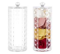 PH PandaHall 2pcs Scrunchie Holder Organizer Clear Acrylic Scrunchie Display Stand, Diamond Pattern Hair Ties Holder Organizer with Lid Portable Hair Band Holder for Women, 2.8x6.9inches