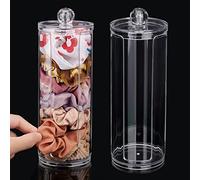 PH PandaHall 2pcs Scrunchie Holder Organizer Hair Accessories Organiser Acrylic Headband Display Stand Hair Tie Storage Stand Hair Band Display with Lid for Women Hairband Storage Gifts, 6.9x19.5cm