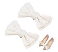 PH PandaHall 2pcs White Bowknot Shoe Clips, Satin Shoe Clips Bow Shoes Buckles Clip on Detachable Shoes Buckle Bowknot Decoration for Women Wedding Party Heels Flats Clothing, 6.7x9.9 cm