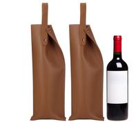PH PandaHall 2pcs Wine Tote Bag Leather Wine Gift Bags Single Bottle Wines Carrier Champagne Beer Gift Bags for Valentine's Day Party Birthdays Bridal Wedding Anniversary Events, 38x15cm