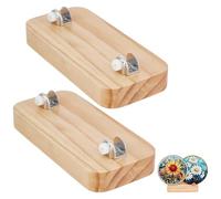 PH PandaHall 2pcs Wood Display Stand Easel for Glass Art Creations,15cm Glass Display Stand Easel Ceramic Tiles Art Base Decorative Plate Holder for Christmas Plaques, Plates, Pictures, Collectibles