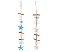 PH PandaHall 2pcs Wooden Driftwood Wall Decor Starfish Bathroom Decor with Sea Shells Driftwood Beach Room Decoration Coastal Nautical Wall Art for Bedroom Living Dining Room Indoor Outdoor Decoration