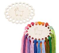 PH PandaHall 2pcs Wooden Embroidery Floss Organizer Cross Stitch Thread Holder, 4.3x5.9inch 19 Positions Sheep Oval Thread Organizer Thread Sorter Cross Stitch for Craft DIY Sewing Supplies