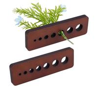 PH PandaHall 2pcs Wooden Herb Stripper with 7 Multi-Sized Holes Kitchen Garden Tool Vegetable Leaf Remover in Coconut Brown for Easy Leaf Stripping, Hole: 4-15mm