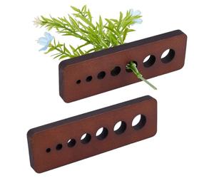 PH PandaHall 2pcs Wooden Herb Stripper with 7 Multi-Sized Holes Kitchen Garden Tool Vegetable Leaf Remover in Coconut Brown for Easy Leaf Stripping, Hole: 4-15mm