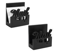 PH PandaHall 2pcs Wooden Mail Holder Desktop Mail Organizer Countertop Letter Sorter Envelope Holder Document File Storage Rack for Desk Office Home School Bills Notes Postcard Organization, Black