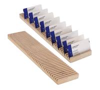 PH PandaHall 2pcs Wooden Name Badge Holder, ID Badge Tray Organizer Name Card Tag Holder Stand Table Counter Card Holders Trays for Office Business Reception, 40 Slots, 15.7x3.5inch