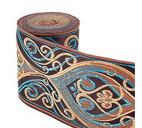 PH PandaHall 3.6 Inch x 7 Yard Jacquard Ribbon, Single Face Embroideried Lace Trim Vintage Upholstery Trim Woven Ribbon Fabric Curtain Trim for Sewing Furniture Decoration Bag Straps Embellishment