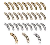 PH PandaHall 3 Colors Curved Tube Beads, 30pcs Twist Tube Slide 32mm Metal Loose Spacers Hollow Noodle Beads Tibetan Style Beads for Jewelry Necklace Bracelet Making, Hole: 4mm