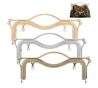 PH PandaHall 3 Colours Purse Frame Kiss Lock Clasp 9.2 inch Alloy Purse Frame with Handle Metal Coin Bag Clasp for Home DIY Craft Party Gift Making Coin Purse Sewing Clutch Bag