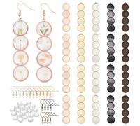 PH PandaHall 3-Consecutive Earring Blanks, 20PCS 5 Colors Round 12mm Earring Bezel Trays Bases, 80PCS Glass Cabochons and 16PCS Brass Earrings Hooks with 2 Pairs Ear Wire for DIY Jewellery Making