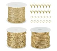 PH PandaHall 3 Rolls 304 Stainless Steel Necklace Chains Box Chain Paperclip Chains Cable Chain with Lobster Claw Clasps Jump Rings for Jewelry Making