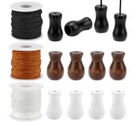 PH PandaHall 3 Rolls Braided Lift Shade Cord, 137m 1.5mm Roman Blind Cords 3 Colors Replacement Blind Cord String with 12pcs Wood Cord Knobs for Window Blinds, Roman Shades, Gardening, DIY Craft