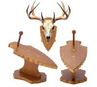 PH PandaHall 3 Sets European Deer Skull Mount Wall Hanger Wood Skull Display Stand, 11.8x5.9x8.6 inch Animal Skulls Hanger for Hunting Trophy Wall Indoor Outdoor Decorations