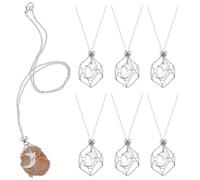 PH PandaHall 3 Sizes 6pcs Crystal Holder Necklace Platinum Color Gemstone Cage Mesh Pendant Empty Stone Holder Replacement Handmade Necklace Cord Pendant with Adjustable Length for Jewelry DIY