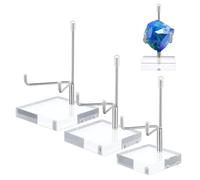 PH PandaHall 3 Sizes Adjustable Arm Display Stand Clear Acrylic Easel Crystal Display Stand Small Mineral Display Stand Acrylic Rock Stands Holder for Gemstones Minerals Agate Display Platinum