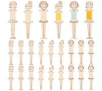 PH PandaHall 3 Style 24pcs Wooden Floss Bobbins Embroidery Bobbins Wood Thread Winding Boards Human Shaped Thread Organizer Cross Stitch Bobbin for Sewing Storage Embroidery Crafting DIY Projects