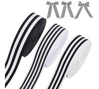 PH PandaHall 3 Styles 27.4m Black White Stripe Ribbon 25mm Wide Vintage Striped Ribbon Grosgrain Satin Fabric Ribbons Gift Wrapping Ribbons for DIY Craft Home Wedding Party Decor Hair Bows Sewing
