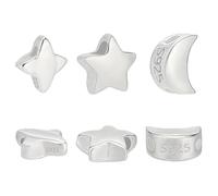 PH PandaHall 3 Styles 925 Sterling Silver Beads 6pcs Moon Star Spacer Beads Bracelet Loose Bead Silver Craft Bead for Valentine's Day Mother's Day Necklace Earring Bracelets Jewellery Making