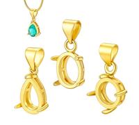 PH PandaHall 3 Styles Brass Pendant Blank, Golden Pendant Cabochon Settings Teardrop Pendants Tray Setting for DIY Craft Necklace Earrings Bracelet Jewellery Making, Fit for 4-7mm Gems