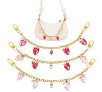 PH PandaHall 3 Styles Gold Bag Charm Chain, Strawberry Bags Chain Decorative Handbag Replacement Chains Fruit Purse Chain for Tote Shoulder Bags Handle Bag Chain Straps Charms Keychain