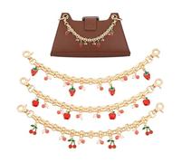 PH PandaHall 3 Styles Gold Decorative Bag Chain Purse Chains with Fruit Enamel Charms, 10 inch Cherry Strawberry Bag Extender Chain Replacement for Tote Handbag Crossbody Shoulder Bags