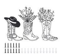 PH PandaHall 3 Styles Metal Cowboy Wall Arts, Black Western Wall Hanging Decorations Printed Iron Art Hanging Cowboy Boots Flower Hat Wall Decor for Bedroom Housewarming Home Office Festive Decoration