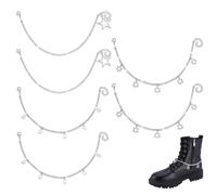 PH PandaHall 3 Styles Star Shoe Chains 6pcs Rhinestone Boot Chain Silver Shoelaces Chains Glitter Crystal Shoes Decor Adjustable Shoes Charms for Women Boots Accessories Decor, 10.6-11.8 Inch