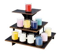 PH PandaHall 3 Tier Corner Display Stand with Shelves Black Wooden Corner Display Rack 3 Step Collectibles Riser Tower Stand for Retail Table Top Counter Top Craft Shows Farmers Market Vendors