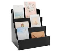 PH PandaHall 3-Tier Greeting Card Display Stand Sticker Comic Books Organizer Rack Portable Postcard Brochure Holder Acrylic Stand for Vendors Event Small Business Countertop 11.8x10.6x8.2, Black