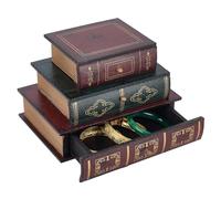 PH PandaHall 3-Tier Vintage Decorative Book Box Wooden Book Jewellery Box, Antique Books Storage Drawers for DIY Crafts Trinket Storage Home Bookshelf Cafe Hotel, 8.3x5.9x5.7 inches