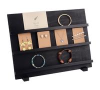 PH PandaHall 3-Tier Wooden Display Stand Earring Holder Sticker Display Retail Jewellery Display Riser Removable Showcase with Slots Earring Display Card Holder for Selling Showing Exhibition Storage