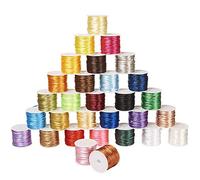 PH PandaHall 30 Colors 300m(328 Yards) Satin Nylon Trim Cord 2mm Rattail Silk Cord String for Beading Cord Jewellery Making