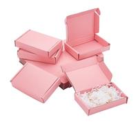 PH PandaHall 30 Pack Cardboard Postal Boxes 12.7x8.2x2.8cm Gift Boxes Small Shipping Box Mailers Kraft Boxes Corrugated Cardboard Postal Boxes for Packaging Posting Mailing Small Business, Pink