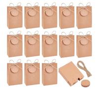 PH PandaHall 30 Pack Kraft Gift Boxes, Small Brown Paper Gift Bags Foldable Party Treat Boxes with DIY Tags Twines for Present Cookies Birthday Wedding Party Favors Holiday, 7x3.5x10.5cm