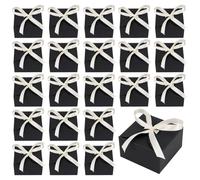PH PandaHall 30 Pack Mini Black Gift Box, 9x9x5cm Square Paper Gift Boxes Foldable Party Treat Box with Ribbon for Present Cookies Soaps Jewlery Birthday Wedding Party Favors Holiday