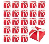 PH PandaHall 30 Pack Mini Red Gift Box, 9x9x5cm Square Paper Gift Boxes Foldable Party Treat Box with Ribbon for Wedding Present Christmas Jewlery Birthday Party Favors